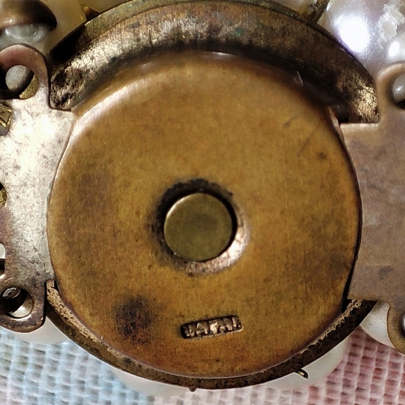 Three 3 Strand Faux Pearl Gold Tone Collar Necklace Clear AB Beads Japan Clasp - Picture 9 of 16